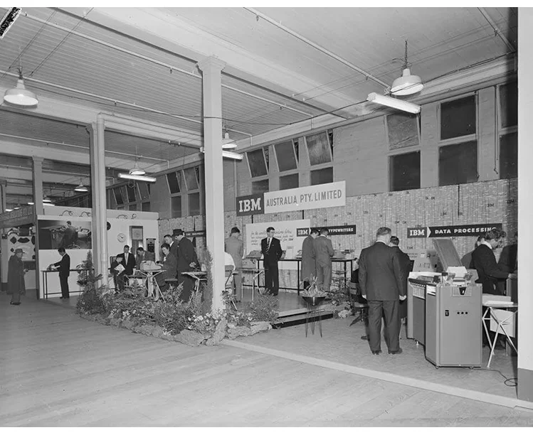 A photograph of an exhibition stand from the 1960s