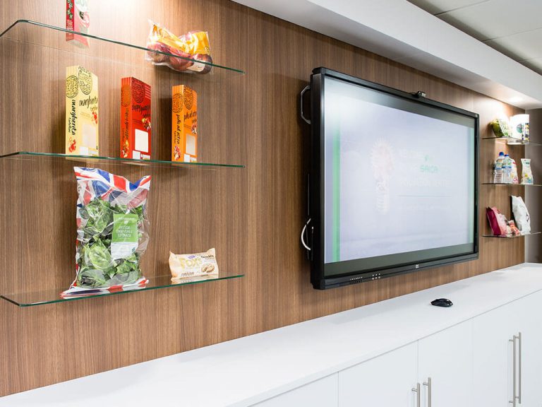 Americk Packaging revamped meeting room interior - conference screen