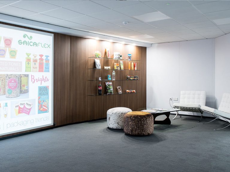 Americk Packaging revamped presentation area - seating side view